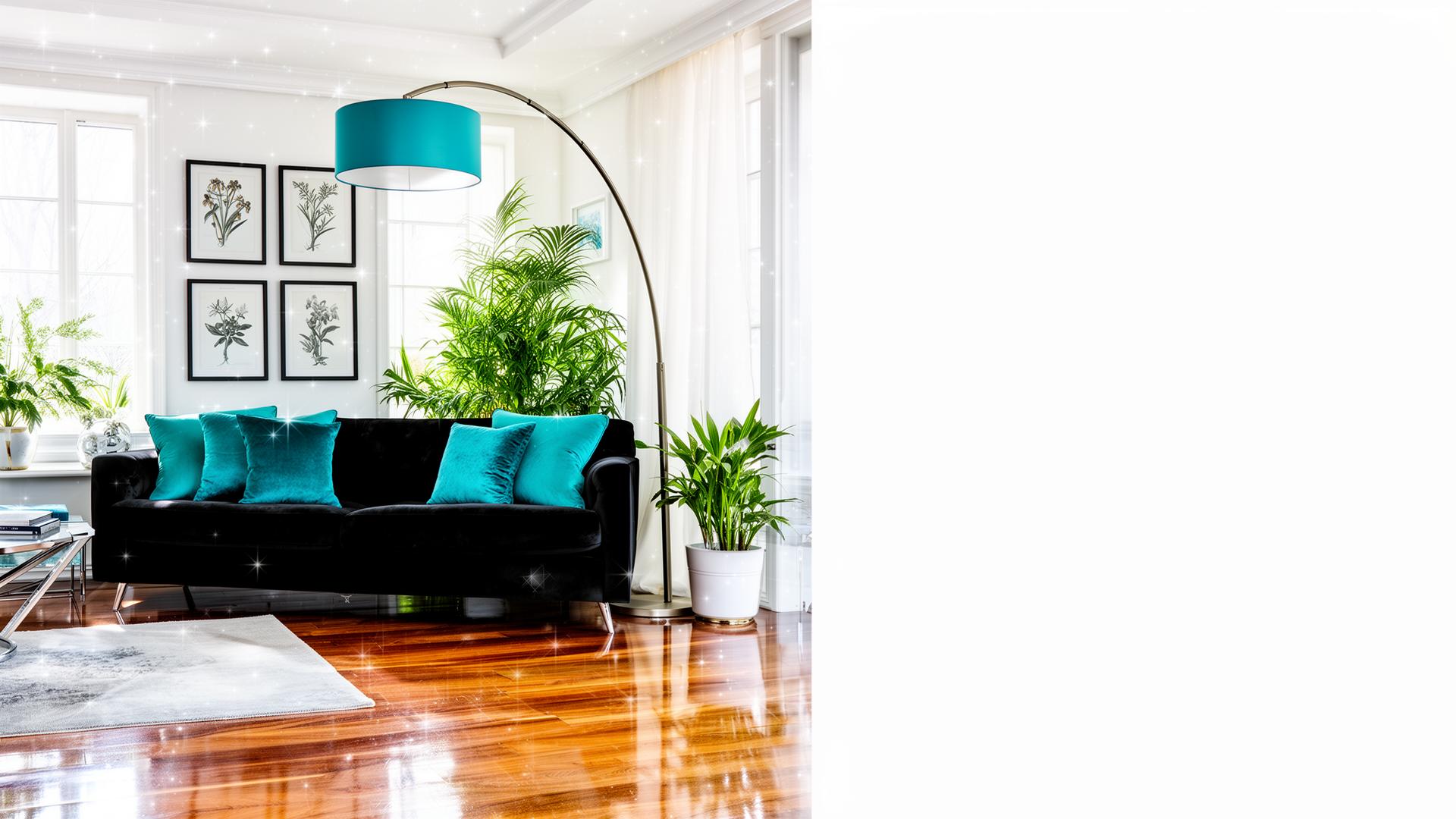 Polished, sparkling living room interior